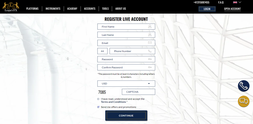 Ouverture d’un compte avec LegacyFX Ouverture d’un compte avec LegacyFX